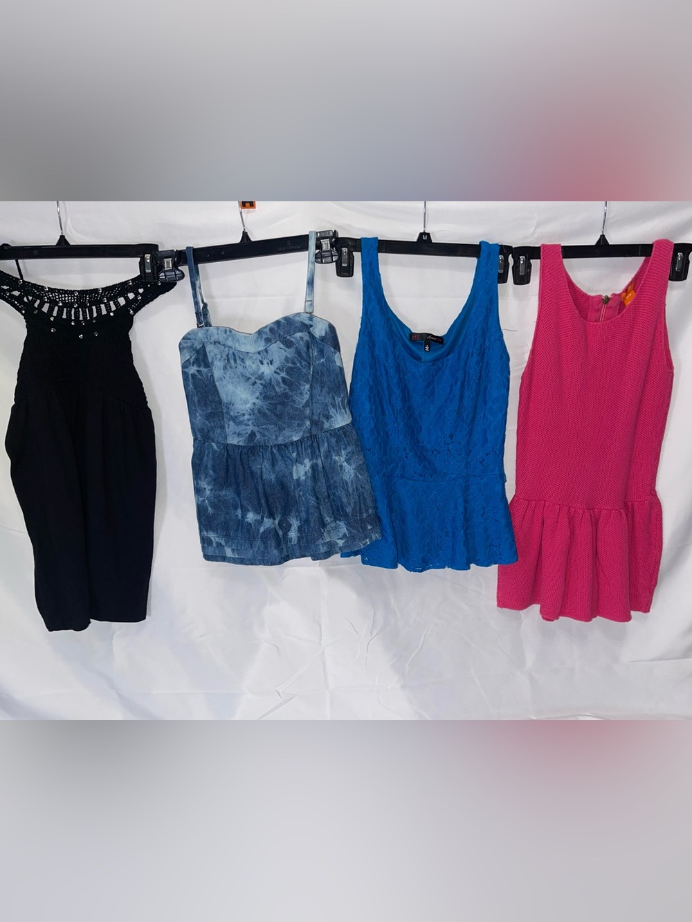 L'Amour Blue Lace Peplum Camisole